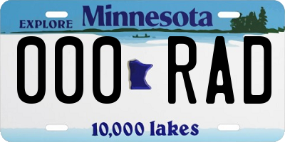 MN license plate 000RAD