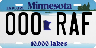 MN license plate 000RAF