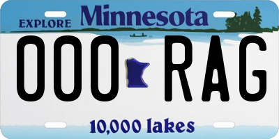 MN license plate 000RAG