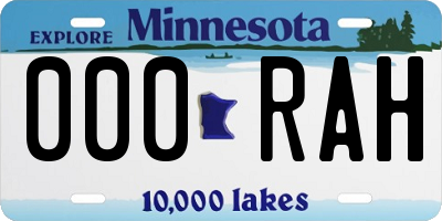 MN license plate 000RAH