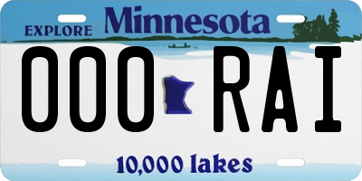 MN license plate 000RAI