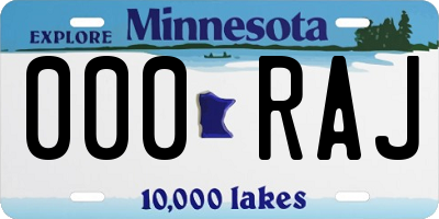 MN license plate 000RAJ
