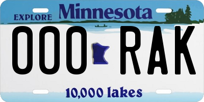 MN license plate 000RAK