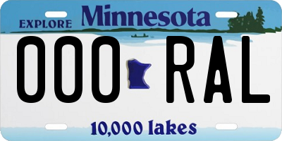 MN license plate 000RAL