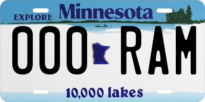 MN license plate 000RAM