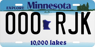 MN license plate 000RJK