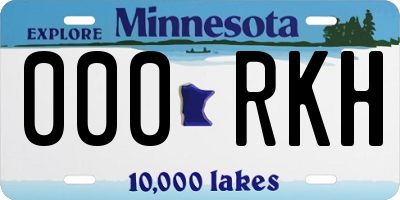 MN license plate 000RKH