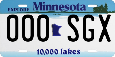 MN license plate 000SGX