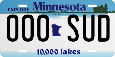 MN license plate 000SUD