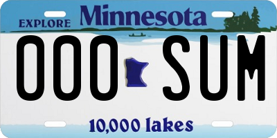 MN license plate 000SUM