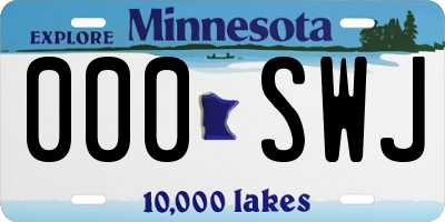 MN license plate 000SWJ