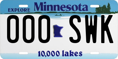 MN license plate 000SWK