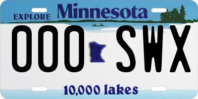MN license plate 000SWX