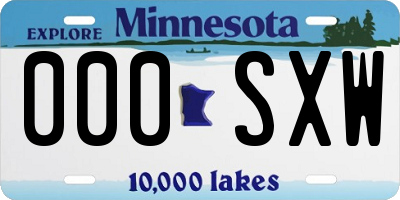 MN license plate 000SXW