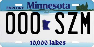 MN license plate 000SZM