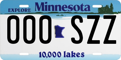 MN license plate 000SZZ