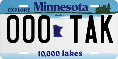 MN license plate 000TAK