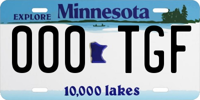 MN license plate 000TGF