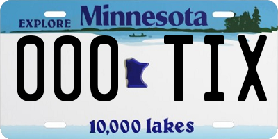 MN license plate 000TIX