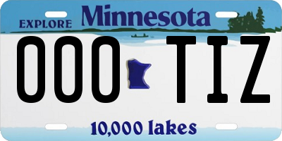 MN license plate 000TIZ