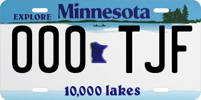 MN license plate 000TJF