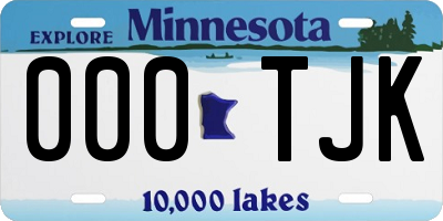 MN license plate 000TJK
