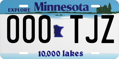 MN license plate 000TJZ