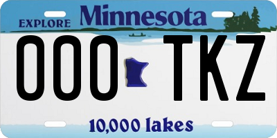 MN license plate 000TKZ