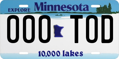 MN license plate 000TOD