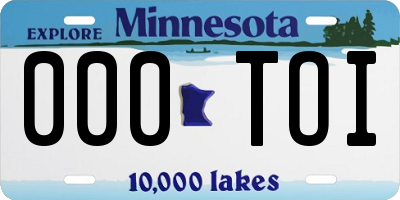 MN license plate 000TOI