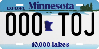 MN license plate 000TOJ