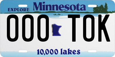 MN license plate 000TOK