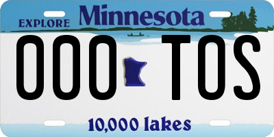MN license plate 000TOS