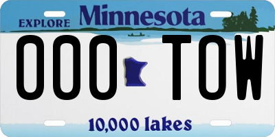 MN license plate 000TOW