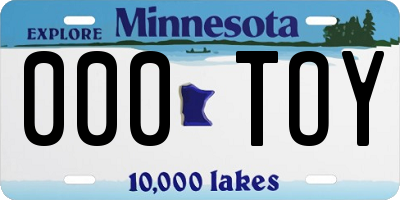 MN license plate 000TOY