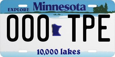 MN license plate 000TPE