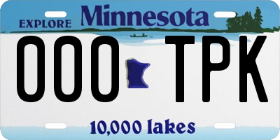 MN license plate 000TPK