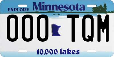 MN license plate 000TQM