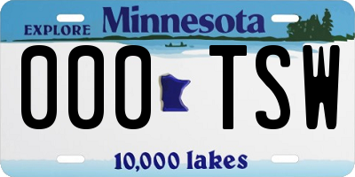 MN license plate 000TSW