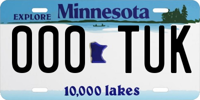 MN license plate 000TUK