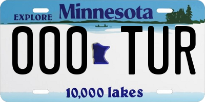 MN license plate 000TUR