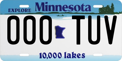 MN license plate 000TUV