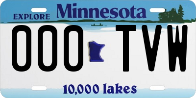 MN license plate 000TVW