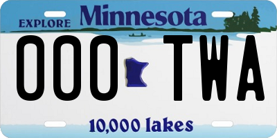 MN license plate 000TWA