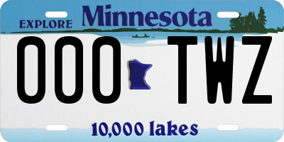 MN license plate 000TWZ