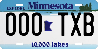 MN license plate 000TXB