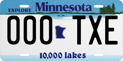 MN license plate 000TXE