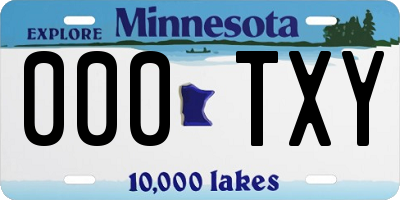 MN license plate 000TXY