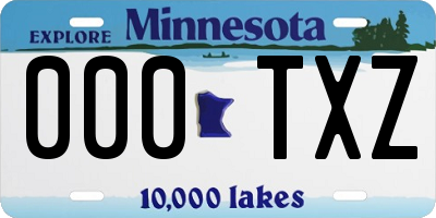 MN license plate 000TXZ