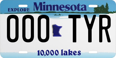 MN license plate 000TYR